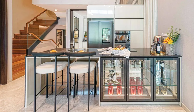 Deluxe kitchen at Belgravia Ace with V-ZUG appliances and breakfast counter