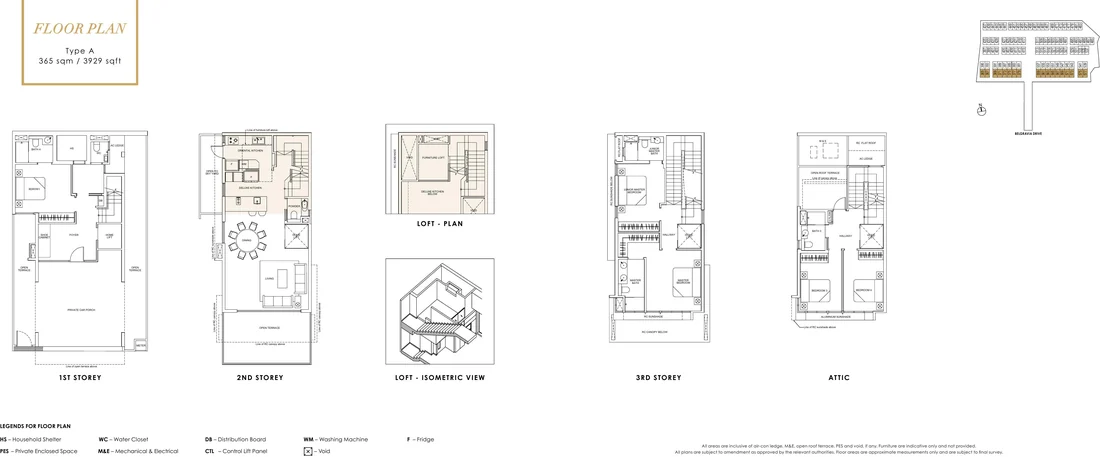 Type A - Semi-Detached, 365 sqm / 3,929 sqft floor plan at Belgravia Ace showing every level