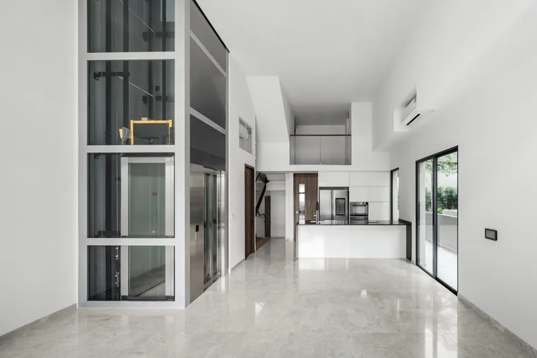 Interior of a completed Belgravia Ace house showing the private home lift and 4.5m ceiling height