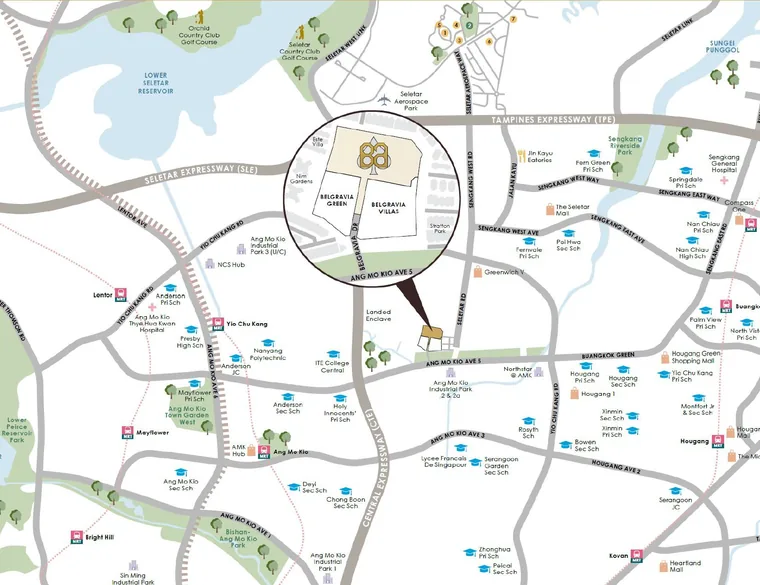 Belgravia Ace location map showing Belgravia Drive off Ang Mo Kio Avenue 5 in District 28