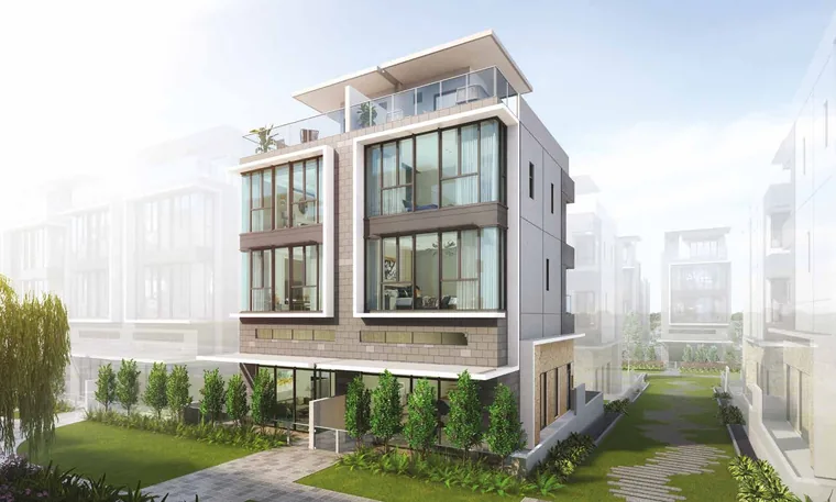 Type C semi-detached house elevation at Belgravia Ace with roof terrace